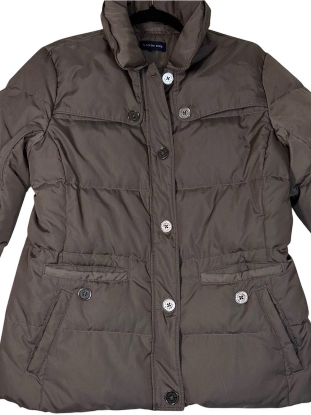 Lands' End‎ Brown- Gray Down Puffer Coat M/L